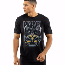 Marvel Mens Thanos Throne T-Shirt - XL, Black/Grey/Gold