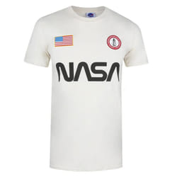 NASA Mens Badge Cotton T-Shirt - S, Natural