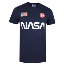 NASA Mens Badge Cotton T-Shirt - M, Navy