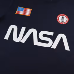 NASA Mens Badge Cotton T-Shirt - M, Navy