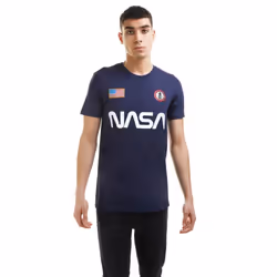NASA Mens Badge Cotton T-Shirt - M, Navy
