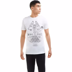 Star Wars Mens Millennium Falcon T-Shirt - 2XL, White