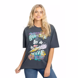 Disney Womens/Ladies Mickey Mouse Wave Oversized T-Shirt - L, Dark Charcoal