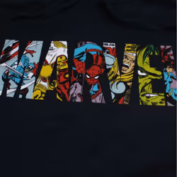Marvel Mens Characters Logo Hoodie - XL, Navy