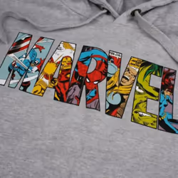 Marvel Mens Characters Logo Hoodie - XXL, Sports Grey