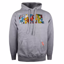 Marvel Mens Characters Logo Hoodie - M, Sports Grey