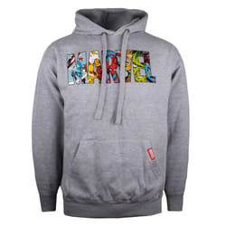 Marvel Mens Characters Logo Hoodie - M, Sports Grey