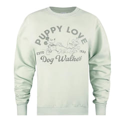 Disney Womens/Ladies Puppy Love Crew Neck Sweatshirt - S, Sage