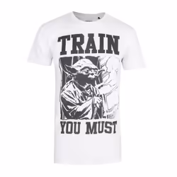 Star Wars Mens Train You Must Yoda T-Shirt - S, White/Black