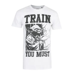 Star Wars Mens Train You Must Yoda T-Shirt - S, White/Black
