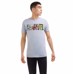 Marvel Mens Comic Strip Logo T-Shirt - L, Sports Grey