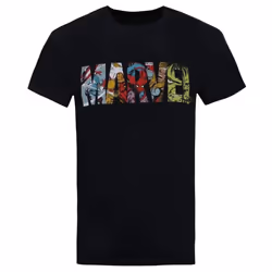 Marvel Mens Comic Strip Logo T-Shirt - 2XL, Black