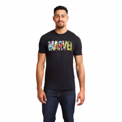 Marvel Mens Comic Strip Logo T-Shirt - 2XL, Black