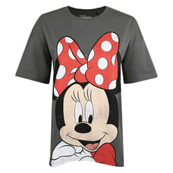 Disney Womens/Ladies Minnie Mouse Smile T-Shirt - XL, Graphite/Red/Black