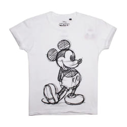 Disney Girls Mickey Mouse Sketch T-Shirt - 7-8 Years, White