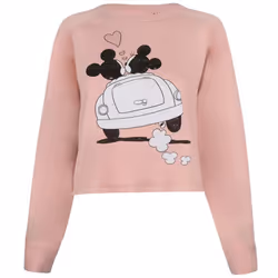 Disney Womens/Ladies Mickey & Minnie Mouse Hearts Crop Sweatshirt - XL, Dusky Pink