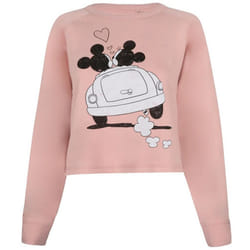 Disney Womens/Ladies Mickey & Minnie Mouse Hearts Crop Sweatshirt - XL, Dusky Pink