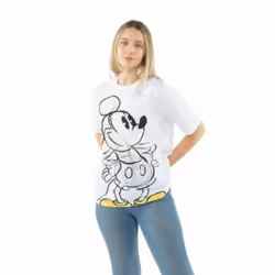 Disney Womens/Ladies Mickey Mouse Shoes Slouch T-Shirt - XL, White/Black/Yellow