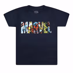 Marvel Mens Characters Logo T-Shirt - 7-8 Years, Navy
