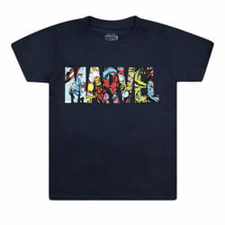 Marvel Mens Characters Logo T-Shirt - 7-8 Years, Navy