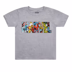 Marvel Mens Characters Logo T-Shirt - 7-8 Years, Sports Grey