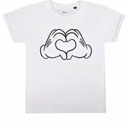Disney Girls Love Hands Mickey Mouse T-Shirt - 7-8 Years, White