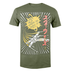 Star Wars Mens Rebel Attack X-Wing T-Shirt - L, Military Green