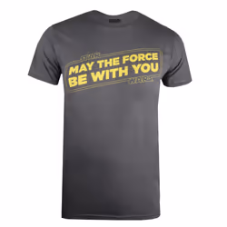 Star Wars Mens May The Force Be With You T-Shirt - XL, Charcoal/Yellow