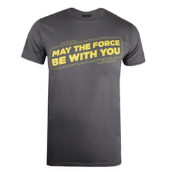 Star Wars Mens May The Force Be With You T-Shirt - XL, Charcoal/Yellow