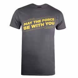 Star Wars Mens May The Force Be With You T-Shirt - M, Charcoal/Yellow