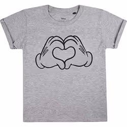Disney Girls Love Hands Mickey Mouse T-Shirt - 12-13 Years, Grey Marl
