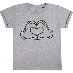 Disney Girls Love Hands Mickey Mouse T-Shirt - 12-13 Years, Grey Marl