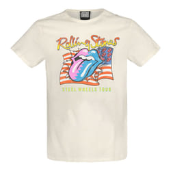 Amplified Unisex Adult Steel Wheels The Rolling Stones T-Shirt - XXL, Vintage White
