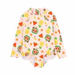Cocomelon Girls Frill One Piece Swimsuit - 4-5 Years, Pink/Yellow/Green