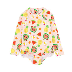 Cocomelon Girls Frill One Piece Swimsuit - 4-5 Years, Pink/Yellow/Green