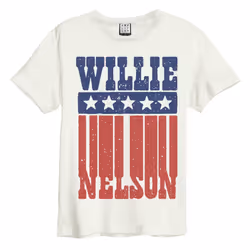Amplified Unisex Adult Flag Willie Nelson T-Shirt - XL, Vintage White/Red/Blue