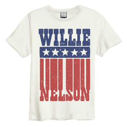 Amplified Unisex Adult Flag Willie Nelson T-Shirt - S, Vintage White/Red/Blue