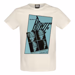 Amplified Unisex Adult Serious Moonlight Quad David Bowie T-Shirt - XS, Vintage White/Blue