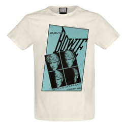 Amplified Unisex Adult Serious Moonlight Quad David Bowie T-Shirt - XS, Vintage White/Blue