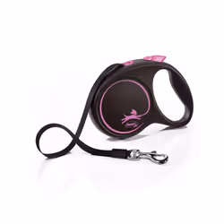 Flexi Medium Tape Retractable Dog Lead - 5m, Pink/Black