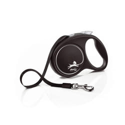 Flexi Medium Tape Retractable Dog Lead - 5m, Black/Silver