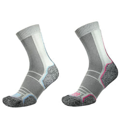 1000 Mile Womens/Ladies Trek Anatomical Recycled Socks (Pack of 2) - M, Silver/Blue/Pink