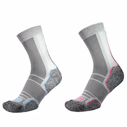 1000 Mile Womens/Ladies Trek Anatomical Recycled Socks (Pack of 2) - S, Silver/Blue/Pink