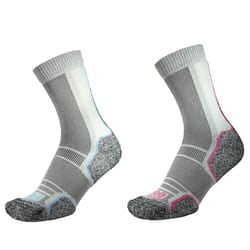 1000 Mile Womens/Ladies Trek Anatomical Recycled Socks (Pack of 2) - S, Silver/Blue/Pink