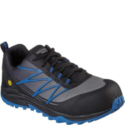 Skechers Mens Puxal Leather Safety Trainers - 12 UK, Black/Blue