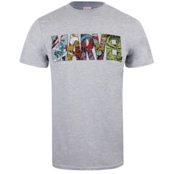 Marvel Mens Comic Strip Logo T-Shirt - XXL, Sports Grey