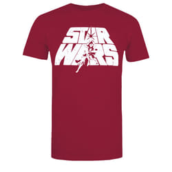 Star Wars Mens Retro Logo Cotton T-Shirt - L, Burgundy