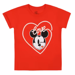 Disney Girls Mickey Mouse Kiss T-Shirt - 7-8 Years, Red