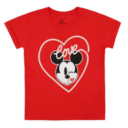 Disney Girls Mickey Mouse Kiss T-Shirt - 7-8 Years, Red