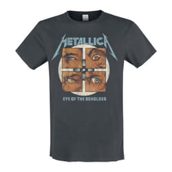 Amplified Unisex Adult Eye of the Beholder Metallica T-Shirt - L, Charcoal/Orange/Blue